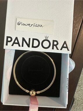 BRAND NEW 100% Authentic Pandora 14K Solid Gold Bangle Bracelet 7.5” 19cm